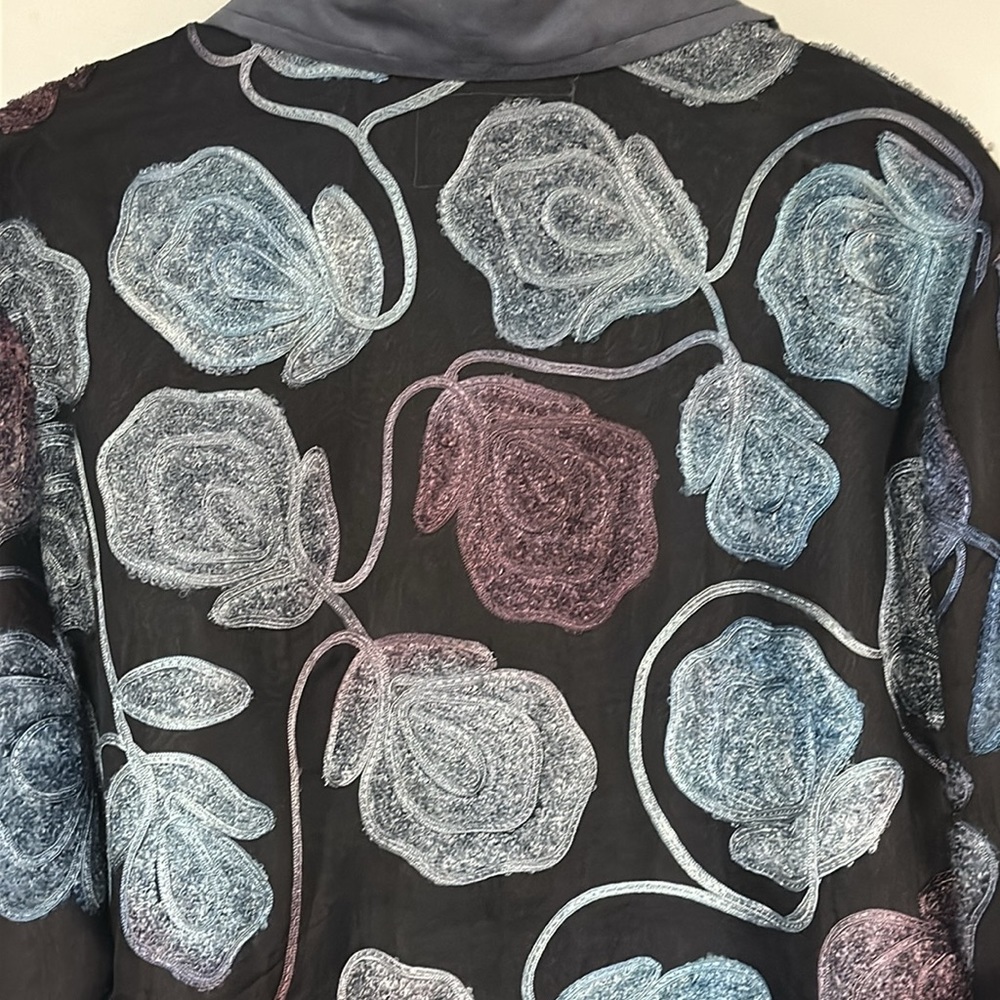 Daniel K New York Embroidered Floral SILK Jacket, BOHO, Fully Lined, L - Picture 7 of 8
